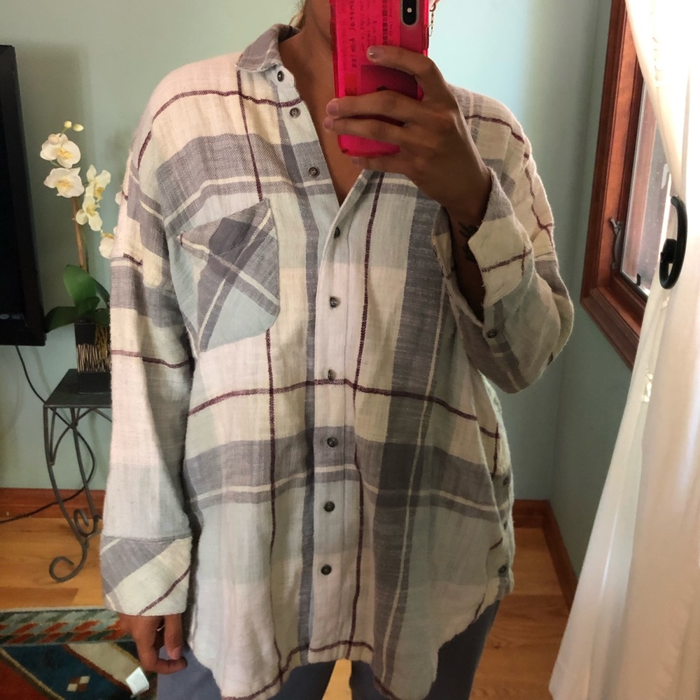 Free People Rainy Day Plaid Tunic